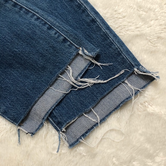 Madewell High Rise Slim Boyjean Raw Hem Distressed - Picture 6 of 8